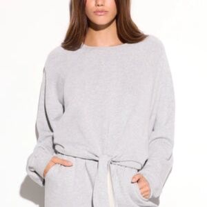 Spiritual Gangster Layla Tie Sweatshirt Cropped Gray Large